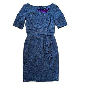 White House Black Market Asymmetrical Neckline Anchor Gray Dress Size 0